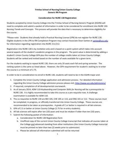 union county college nursing requirements